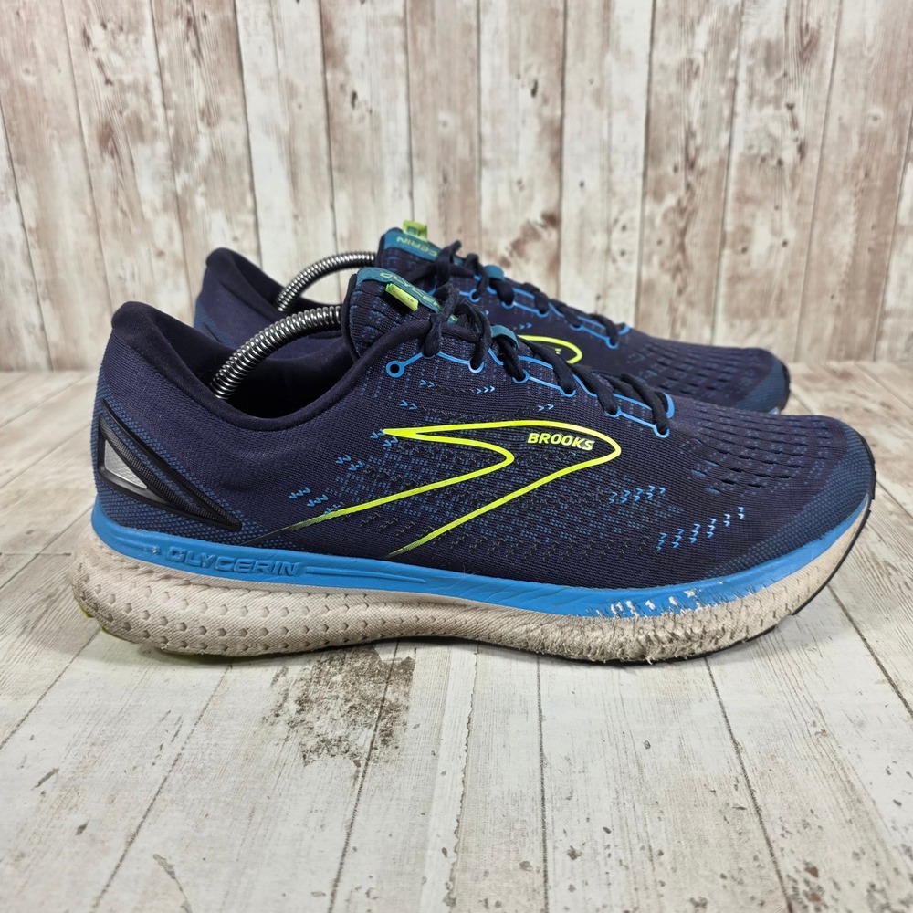 Brooks Glycerin 19 Mens Running Shoes Navy Blue Yellow 1103561D443 Size 12 D